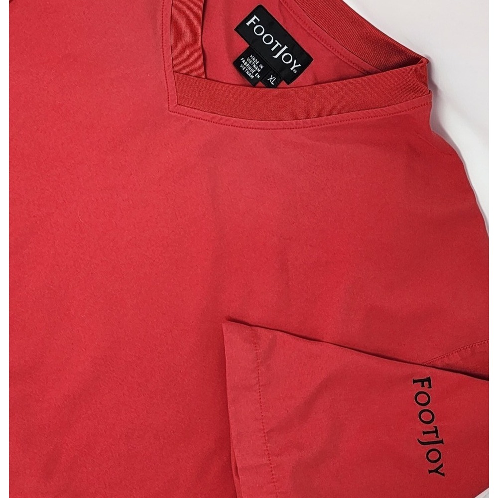 FootJoy V Neck Windbreaker Golf Shirt Jacket Mens XL Red Pullover Short Sleeve